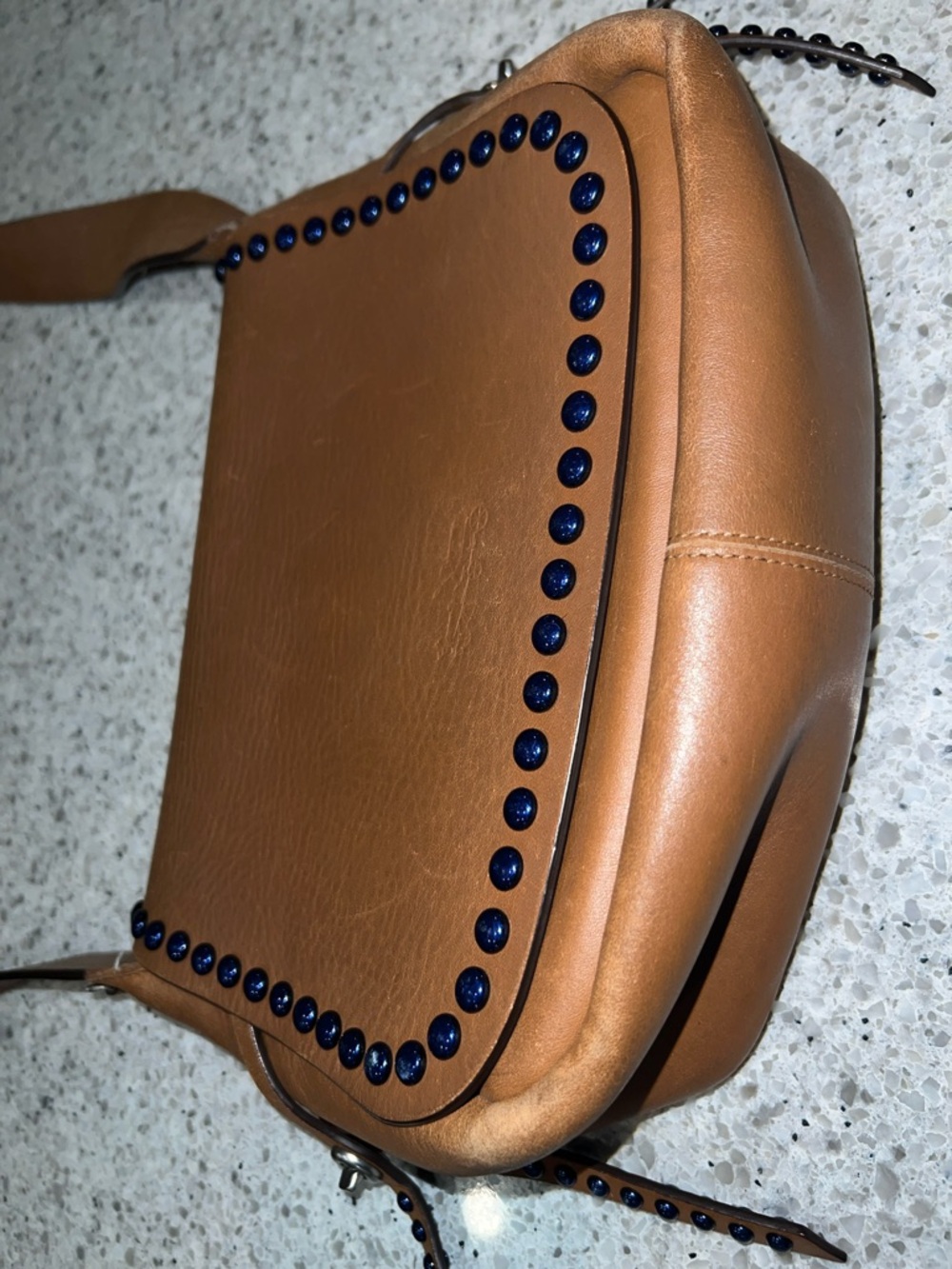 Coach Brown Leather Rivets Dakotah Crossbody Bag AS IS - Picture 2 of 14